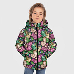 Куртка зимняя для мальчика Объемные цветы и листья, цвет: 3D-черный — фото 2