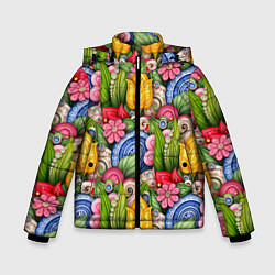 Зимняя куртка для мальчика Тюльпаны объемные листья и цветы