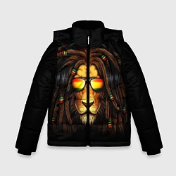 Куртка зимняя для мальчика Лев в наушниках с дредами, цвет: 3D-черный