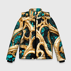 Куртка зимняя для мальчика Золотые ветви, цвет: 3D-черный