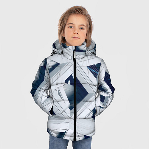 Зимняя куртка для мальчика Абстрактное множество металлический пластин / 3D-Черный – фото 3
