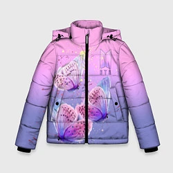Куртка зимняя для мальчика BTS красивые бабочки, цвет: 3D-светло-серый