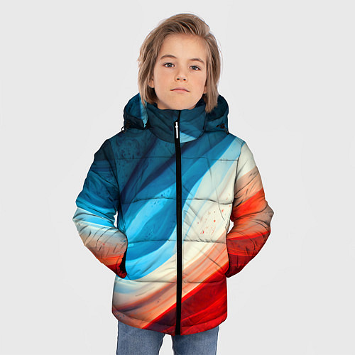 Зимняя куртка для мальчика Неоновые яркие волны / 3D-Черный – фото 3