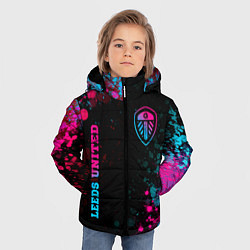 Куртка зимняя для мальчика Leeds United - neon gradient: символ и надпись вер, цвет: 3D-черный — фото 2
