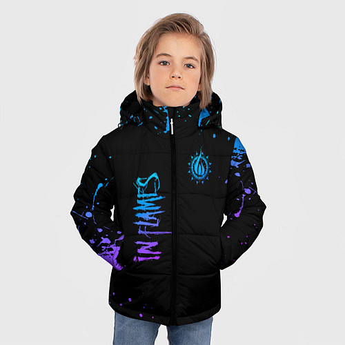 Зимняя куртка для мальчика In flames - неон / 3D-Черный – фото 3
