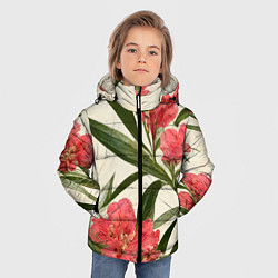 Куртка зимняя для мальчика Олеандр Элегантные цветы, цвет: 3D-черный — фото 2
