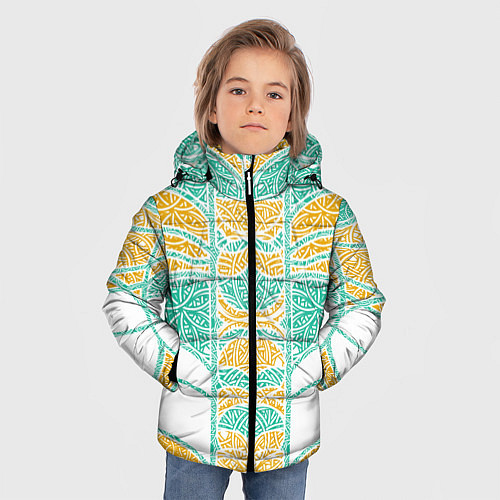 Зимняя куртка для мальчика Абстракция плетение / 3D-Черный – фото 3