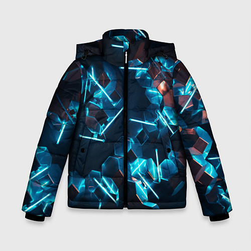 Зимняя куртка для мальчика Неоновая змейка / 3D-Светло-серый – фото 1