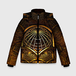 Куртка зимняя для мальчика Загадочный принт в трехмерном пространстве, цвет: 3D-черный