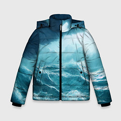Куртка зимняя для мальчика Буря в море, цвет: 3D-черный