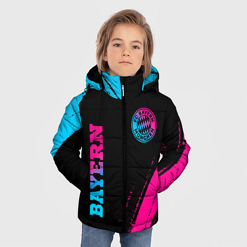 Зимняя куртка для мальчика Bayern - neon gradient: надпись, символ / 3D-Черный – фото 3