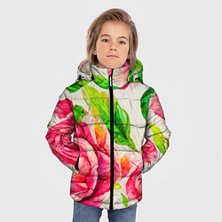 Куртка зимняя для мальчика Яркие выразительные розы, цвет: 3D-черный — фото 2