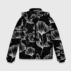 Зимняя куртка для мальчика Графичные цветы на черном фоне