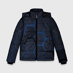 Куртка зимняя для мальчика Неоновая броня голубая, цвет: 3D-красный