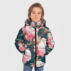 Куртка зимняя для мальчика Элегантные бутоны пионов, цвет: 3D-светло-серый — фото 2