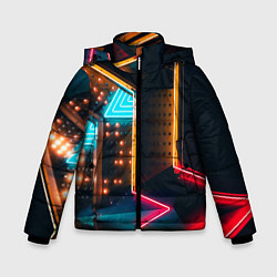 Зимняя куртка для мальчика Неоновые огни на геометрических поверхностях