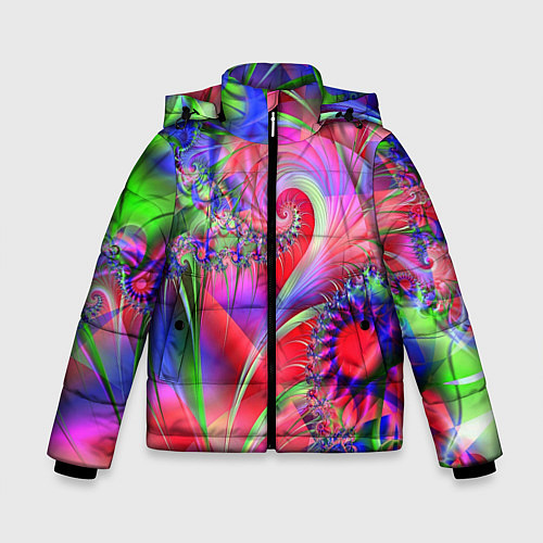 Зимняя куртка для мальчика Фракталы нежных оттенков / 3D-Светло-серый – фото 1