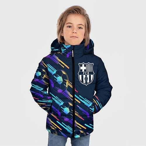 Зимняя куртка для мальчика Barcelona градиентные мячи / 3D-Черный – фото 3