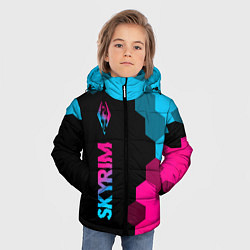 Куртка зимняя для мальчика Skyrim - neon gradient: по-вертикали, цвет: 3D-черный — фото 2