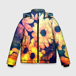 Зимняя куртка для мальчика Яркий футаж из цветов