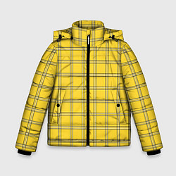 Куртка зимняя для мальчика Классическая желтая клетка, цвет: 3D-светло-серый
