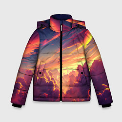 Зимняя куртка для мальчика Закатное солнце в облаках