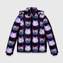 Куртка зимняя для мальчика Неоновые кошачьи морды, цвет: 3D-красный