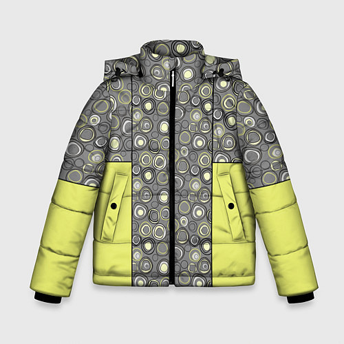Зимняя куртка для мальчика Абстрактный узор с неоновыми вставками / 3D-Светло-серый – фото 1