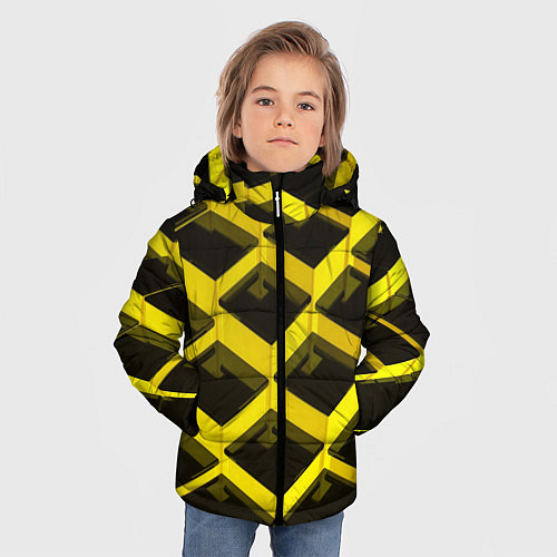 Зимняя куртка для мальчика Желтые ступеньки / 3D-Светло-серый – фото 3