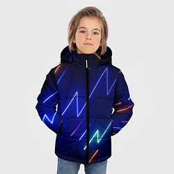 Куртка зимняя для мальчика Неоновые изогнутые линии, цвет: 3D-светло-серый — фото 2