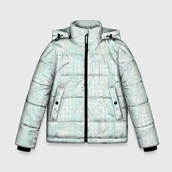 Зимняя куртка для мальчика Круги на клетчатом серо-белом фоне