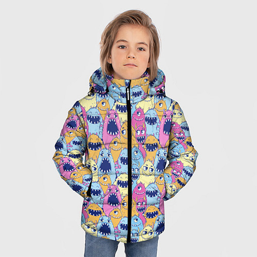 Зимняя куртка для мальчика Монстры пушистые / 3D-Черный – фото 3