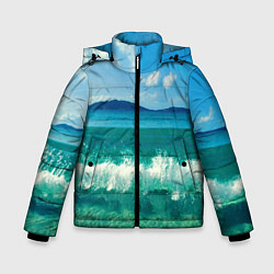 Куртка зимняя для мальчика Волна набегает на берег, цвет: 3D-светло-серый