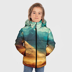 Куртка зимняя для мальчика Завораживающий горный вид - рисунок, цвет: 3D-черный — фото 2