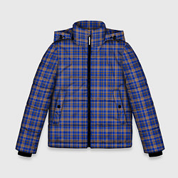 Куртка зимняя для мальчика Синий с горчичным в клетку, цвет: 3D-светло-серый