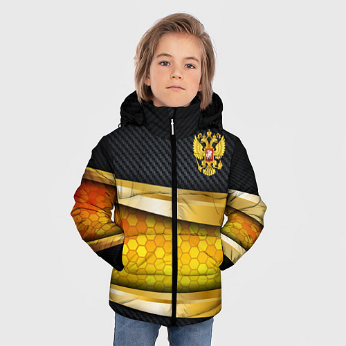Зимняя куртка для мальчика Black & gold - герб России / 3D-Черный – фото 3