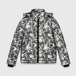 Куртка зимняя для мальчика Череп в капюшоне, цвет: 3D-светло-серый