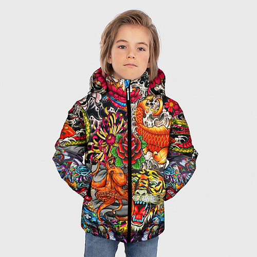 Зимняя куртка для мальчика Красочная иллюстрация / 3D-Черный – фото 3