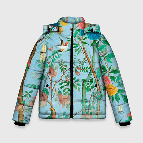 Зимняя куртка для мальчика Райский сад в стиле gucci / 3D-Светло-серый – фото 1