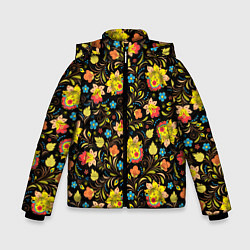 Куртка зимняя для мальчика Русский яркий узор, цвет: 3D-черный