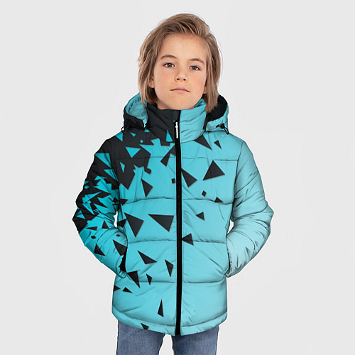 Зимняя куртка для мальчика Осколки Абстракции / 3D-Черный – фото 3