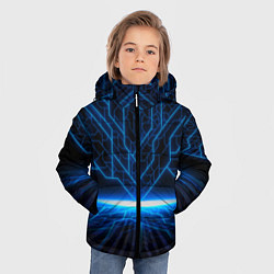 Куртка зимняя для мальчика Цифровые молнии, цвет: 3D-светло-серый — фото 2