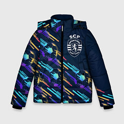 Куртка зимняя для мальчика Sporting градиентные мячи, цвет: 3D-черный