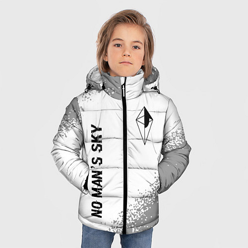 Зимняя куртка для мальчика No Mans Sky glitch на светлом фоне: надпись, симво / 3D-Черный – фото 3