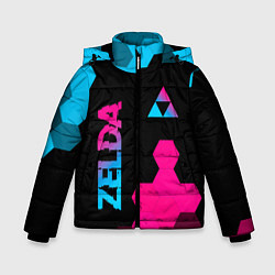 Куртка зимняя для мальчика Zelda - neon gradient: надпись, символ, цвет: 3D-черный