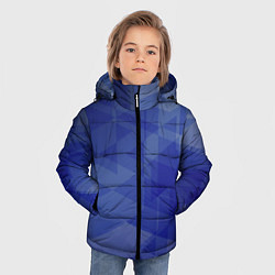 Куртка зимняя для мальчика Абстрактные синие прямоугольные фигуры, цвет: 3D-светло-серый — фото 2