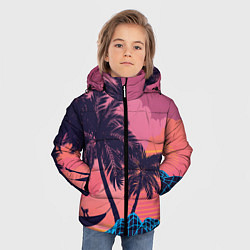 Куртка зимняя для мальчика Человек отдыхает в гамаке под пальмами, цвет: 3D-черный — фото 2