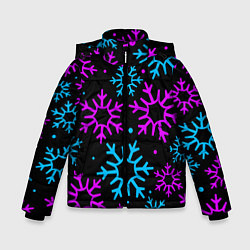 Куртка зимняя для мальчика Неоновые снежинки, цвет: 3D-красный