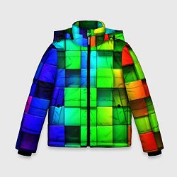 Зимняя куртка для мальчика Цветные неоновые кубы