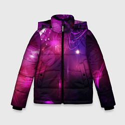 Куртка зимняя для мальчика Фиолетовые неоновые блики, цвет: 3D-светло-серый